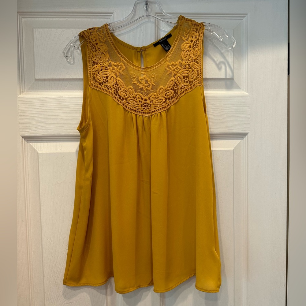 Forever 21 Mustard Lace Top